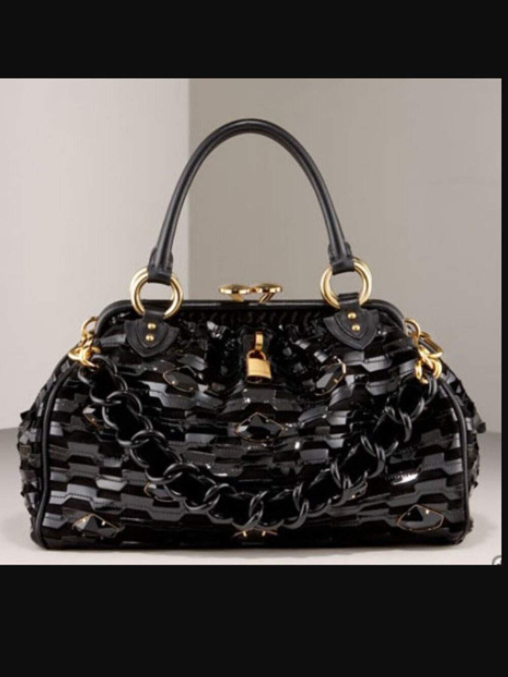 Marc Jacobs Runway 2009 St. Mark's Stam Bag Black Suede Patent Swarovski Crystal